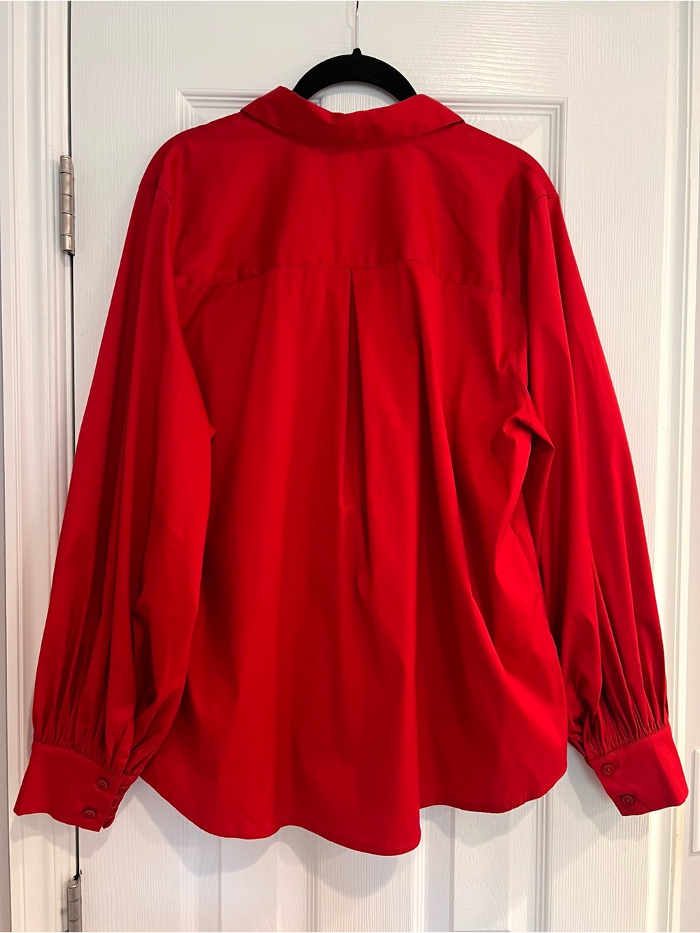 NWT Chico's Balloon Sleeve Red Button-Down Collared Blouse Top Structured XL - Picture 3 of 6